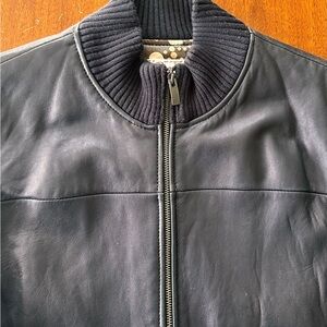 Original Penguin Black Leather Bomber Jacket